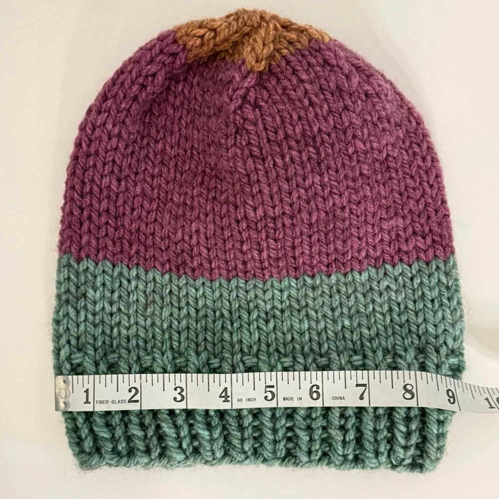 Handmade Knit Beanie • Color Block • Cozy & Versatile